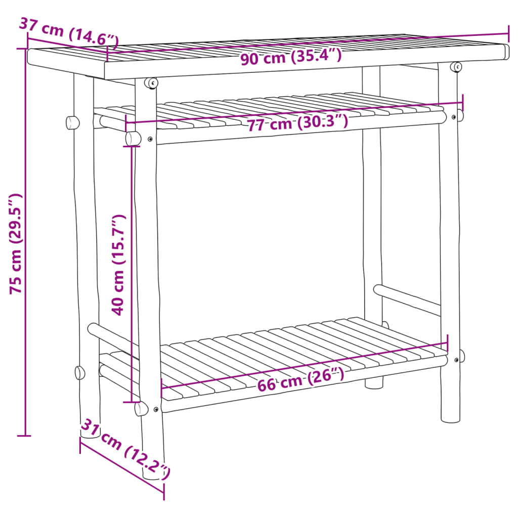 vidaXL Klubska mizica 90x37x75 cm bambus