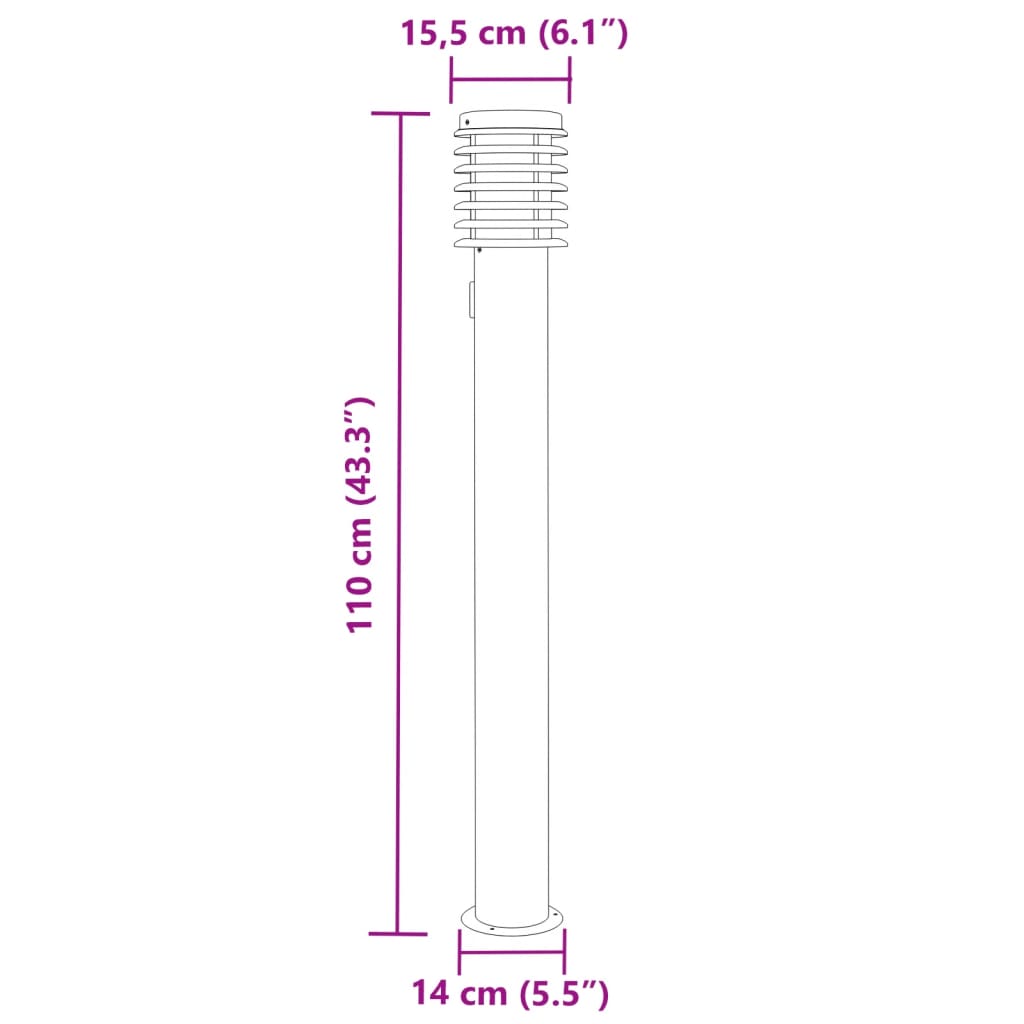 vidaXL Zunanja talna svetilka z vtičnico srebrna 110cm nerjaveče jeklo