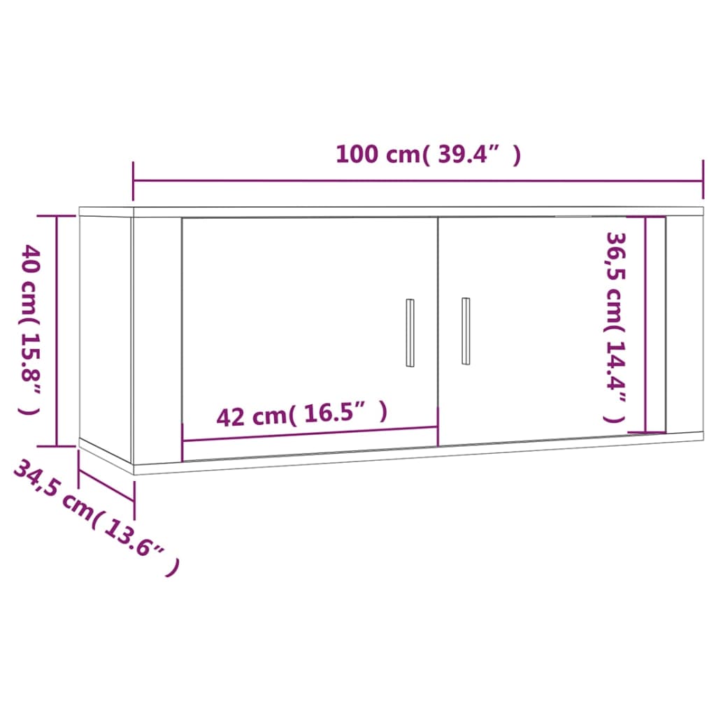 vidaXL Stenska TV omarica 2 kosa bela 100x34,5x40 cm