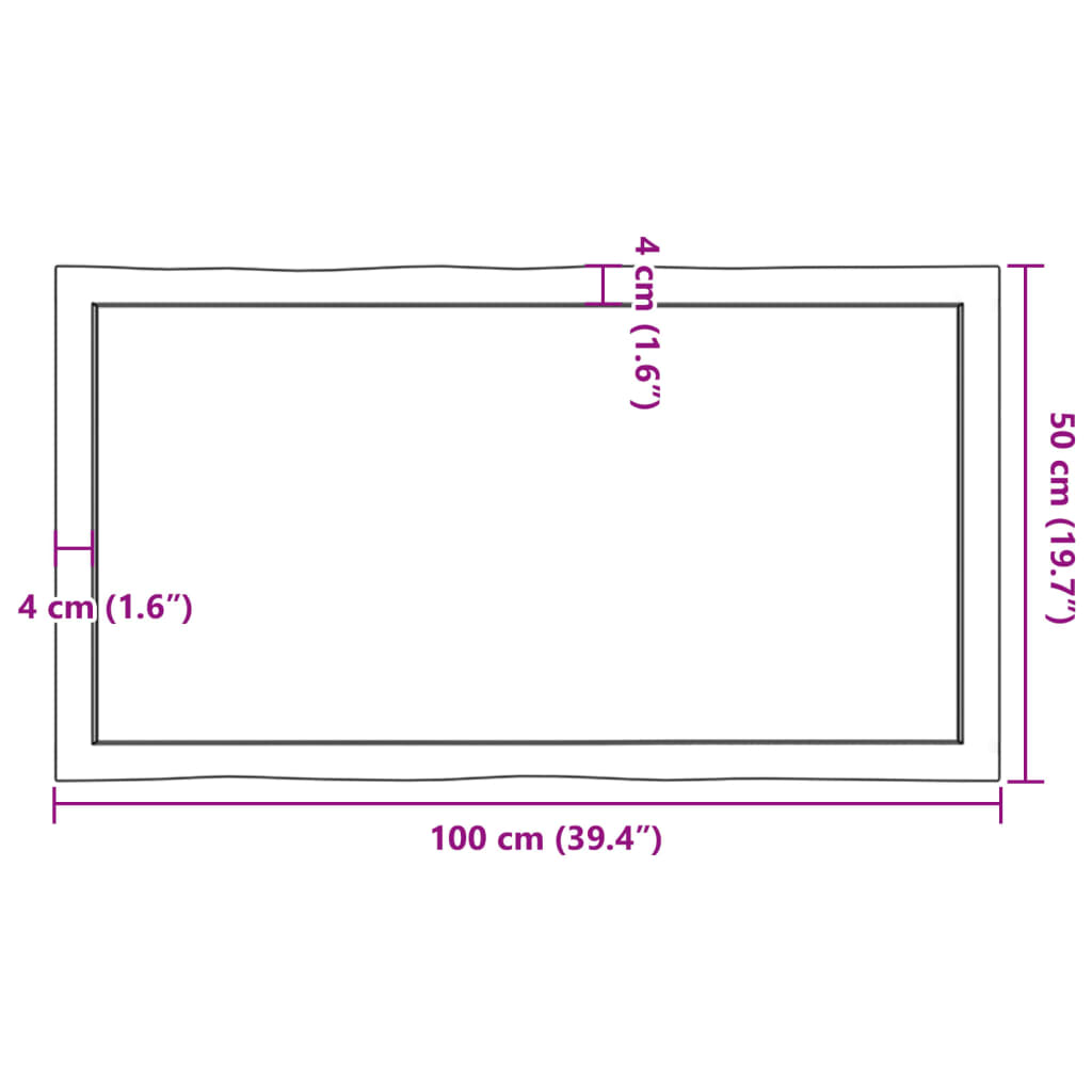 vidaXL Mizna plošča 100x50x(2-6) cm neobdelana hrastovina naraven rob