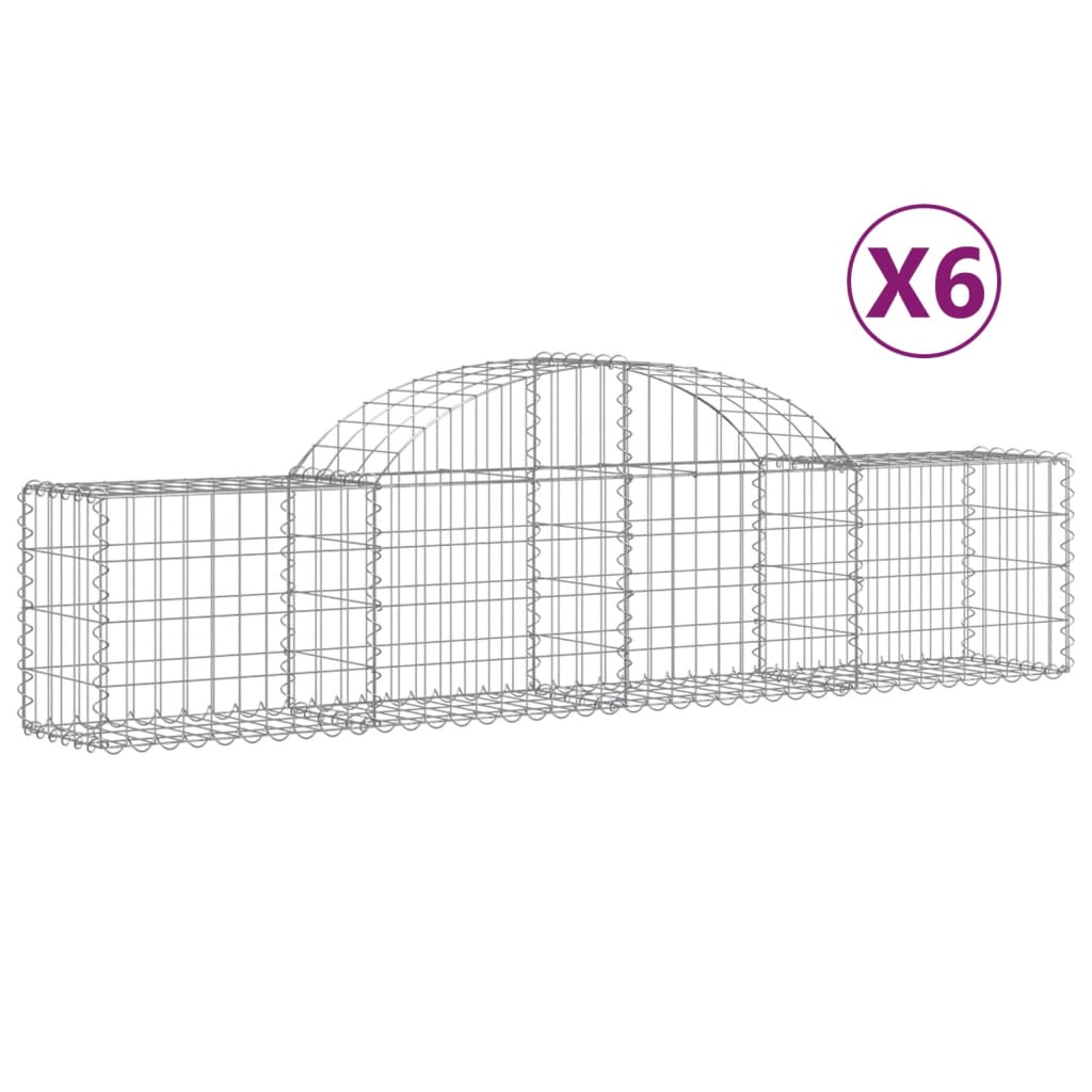 vidaXL Obokane gabion košare 6 kosov 200x30x40/60 cm pocinkano železo