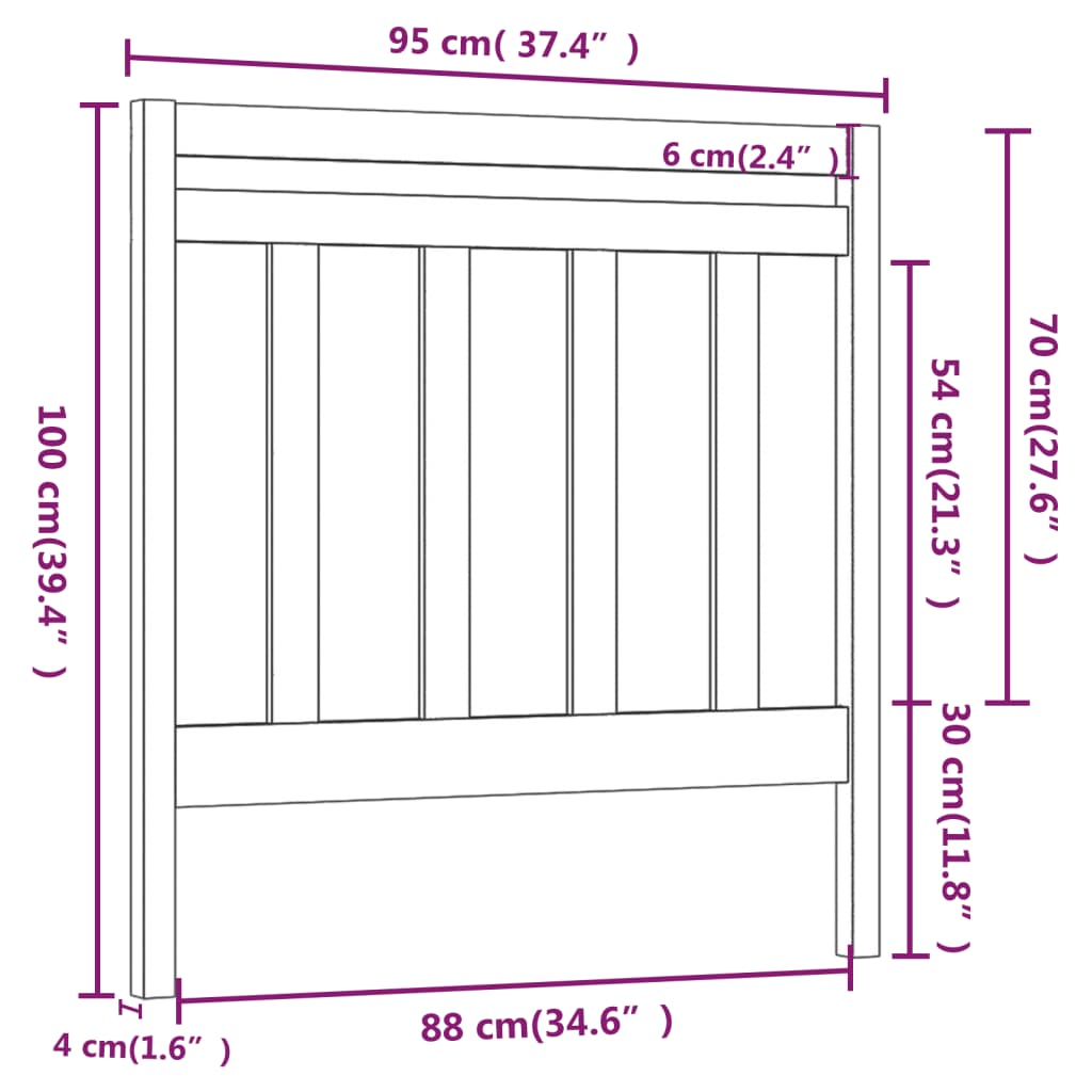 vidaXL Posteljno vzglavje belo 95x4x100 cm trdna borovina