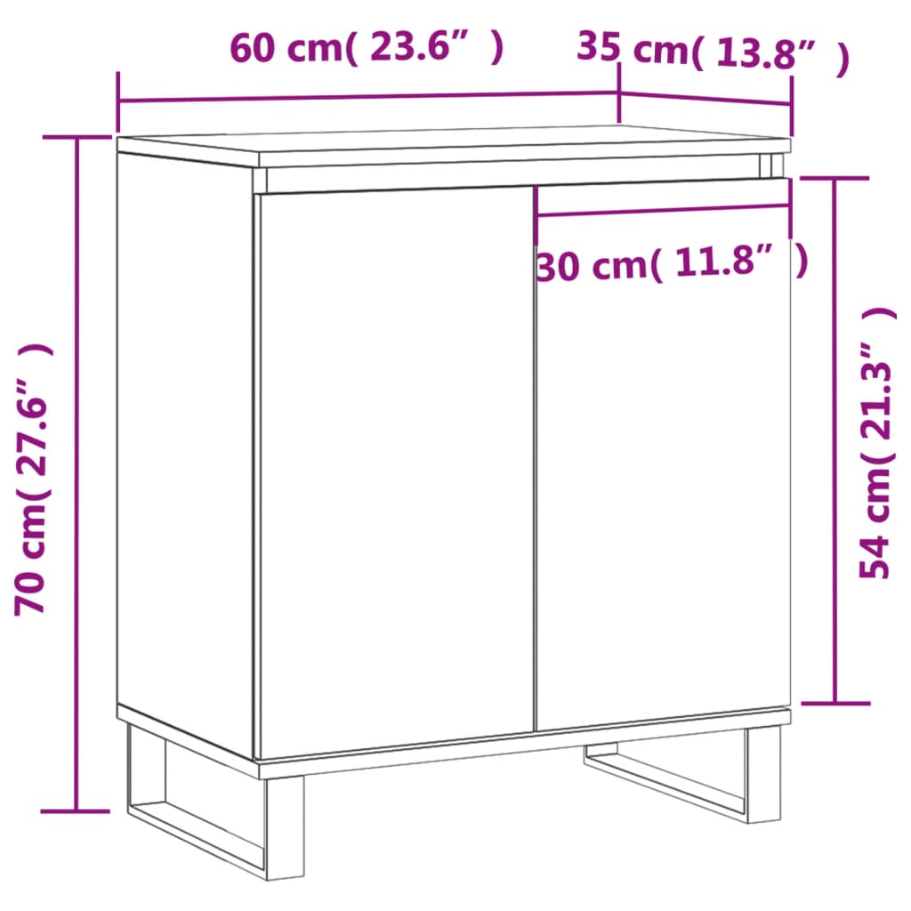 vidaXL Komoda betonsko siva 60x35x70 cm inženirski les