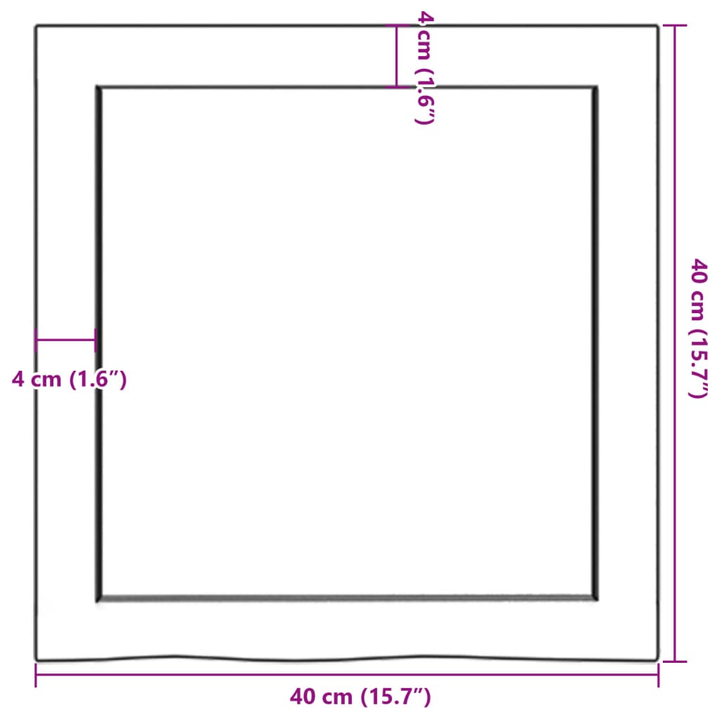 vidaXL Stenska polica 40x40x(2-4) cm neobdelana trdna hrastovina