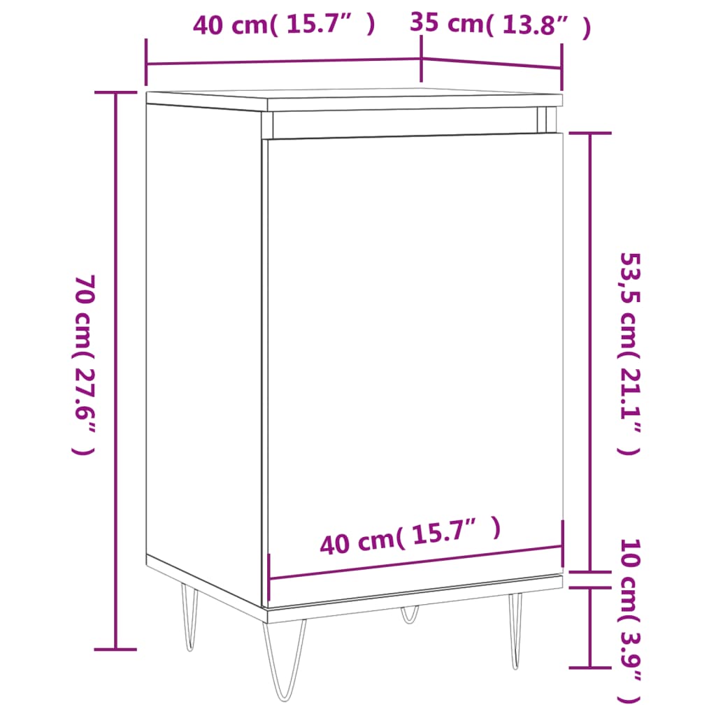 vidaXL Komoda rjavi hrast 40x35x70 cm inženirski les