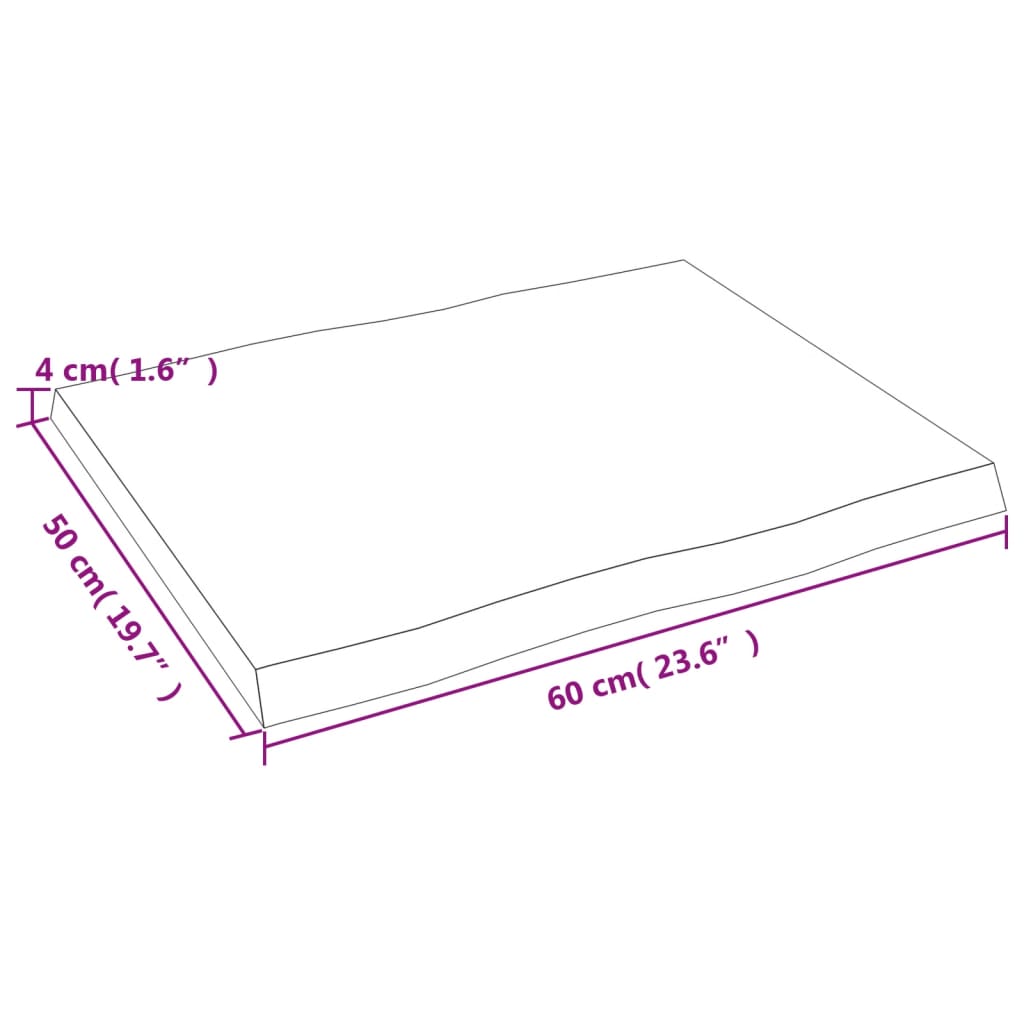 vidaXL Mizna plošča te. rjava 60x50x(2-4) cm obdelana trdna hrastovina