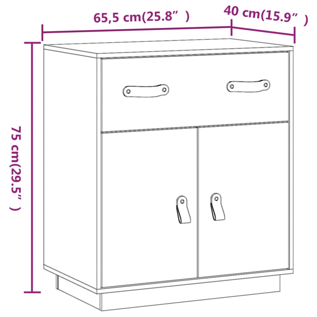 vidaXL Komoda siva 65,5x40x75 cm trdna borovina