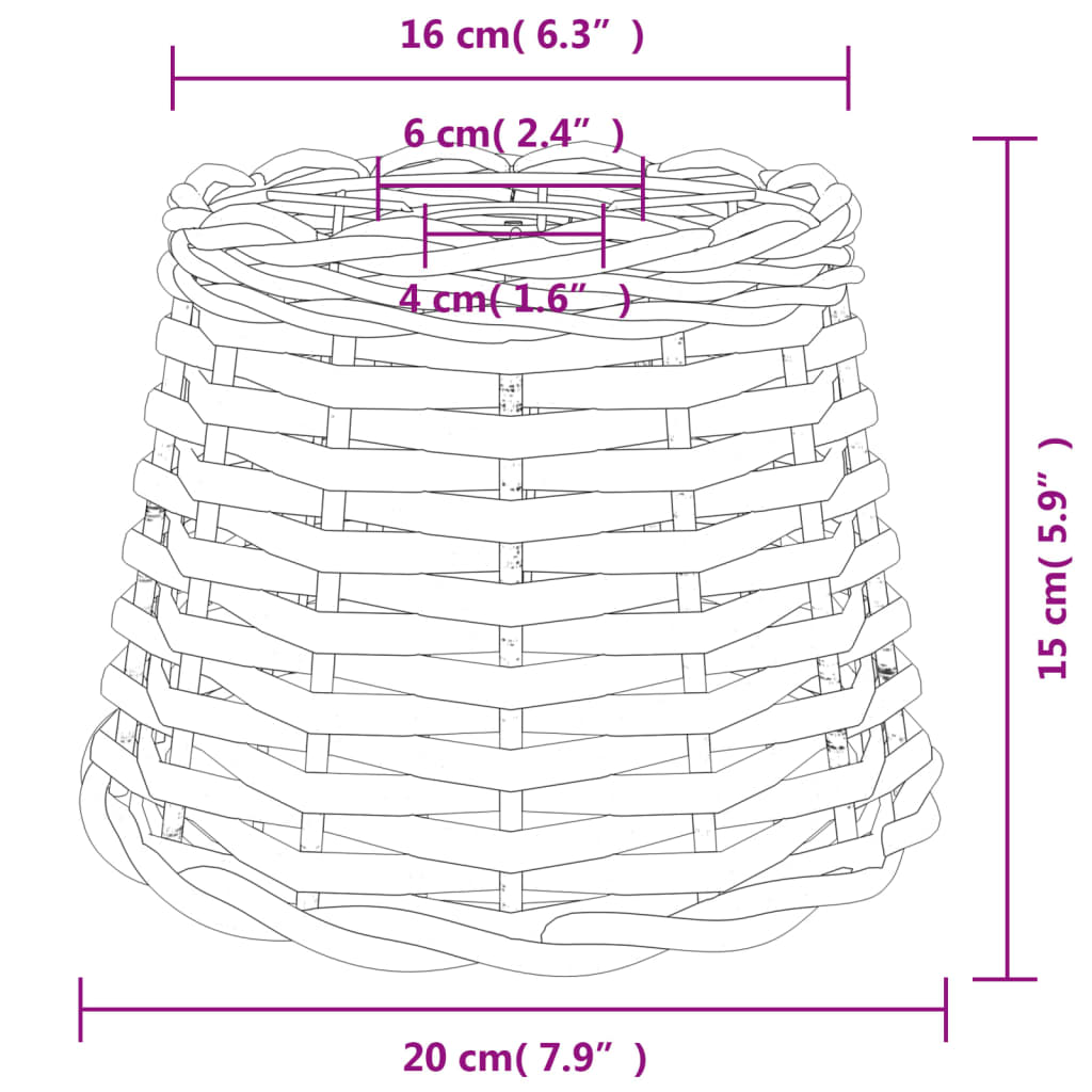 vidaXL Senčilo za stropno svetilko belo Ø20x15 cm pleteno