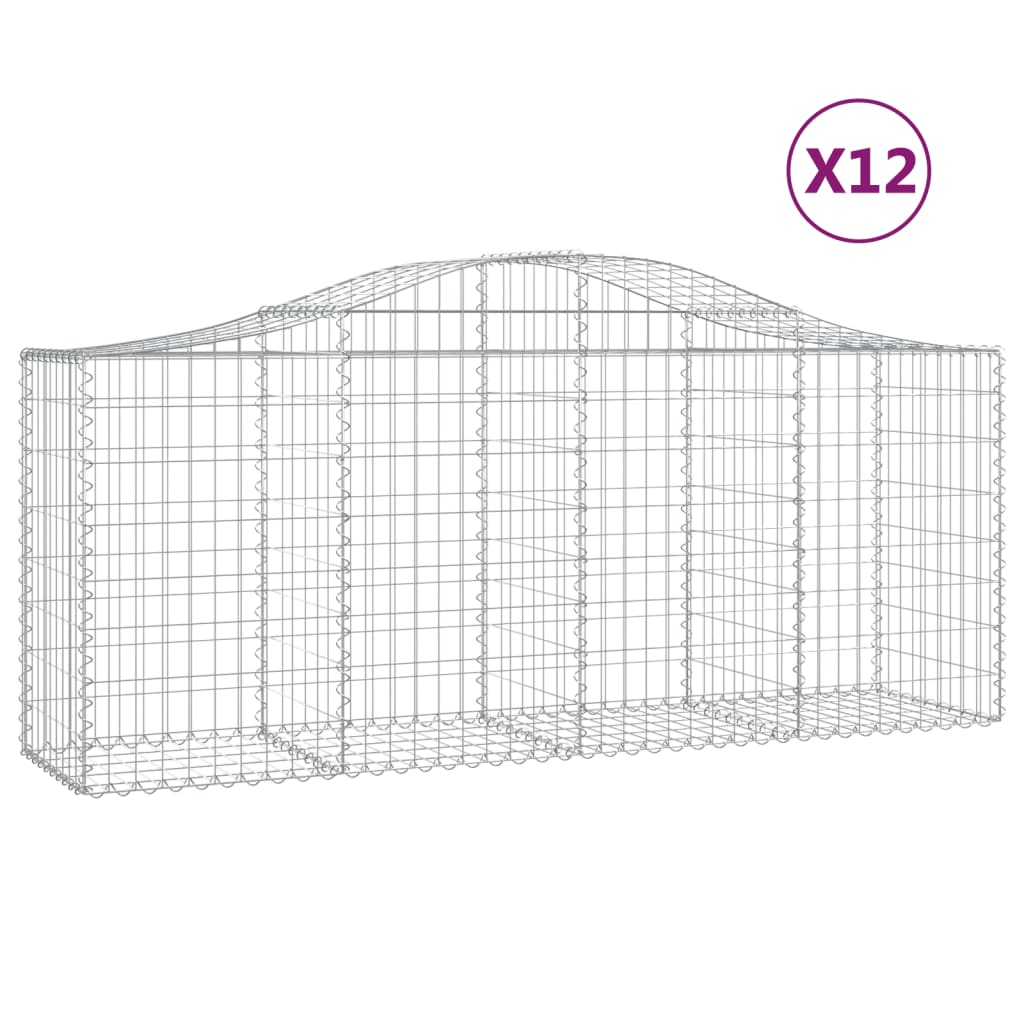 vidaXL Obokane gabion košare 12 kosov 200x50x80/100 cm cinkano železo