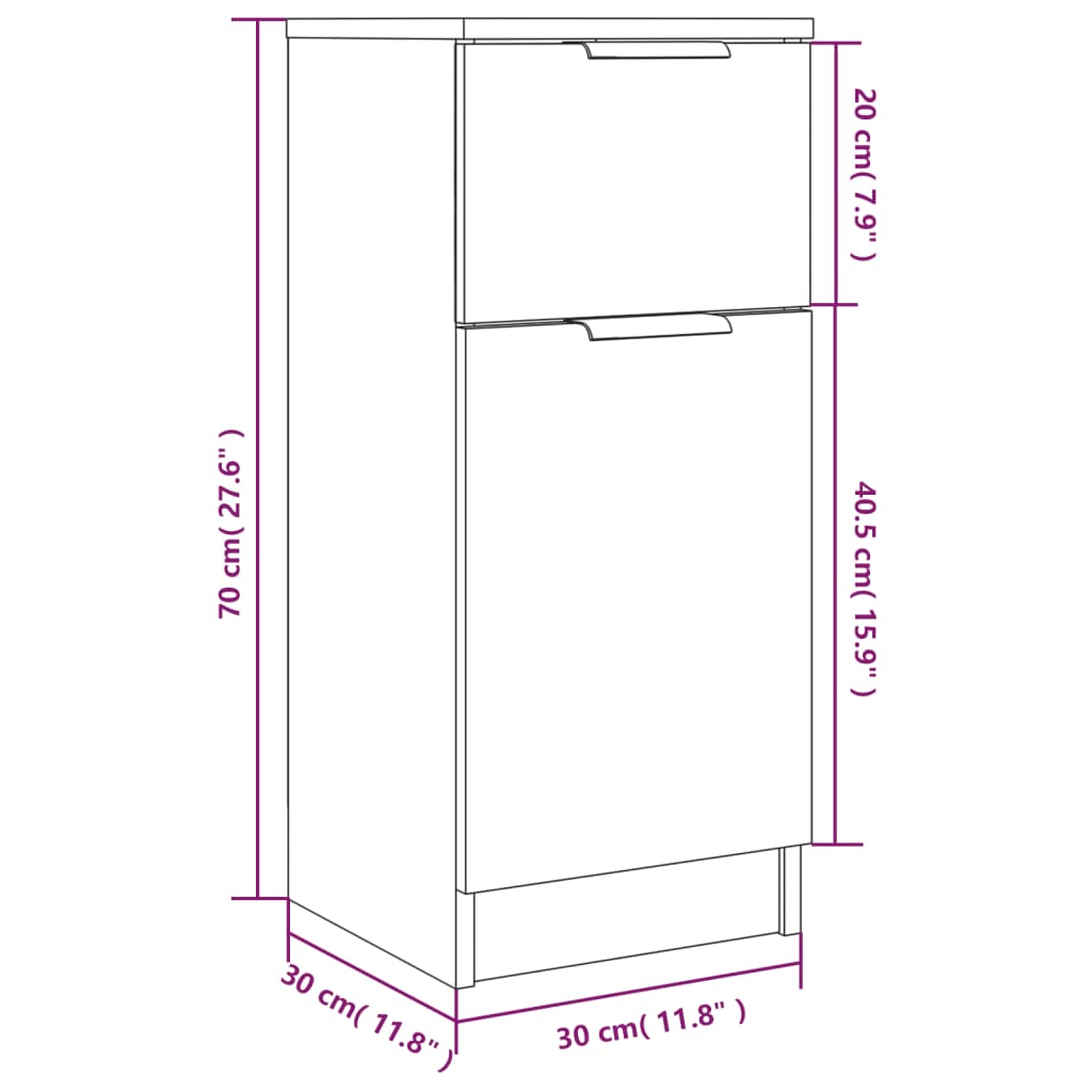 vidaXL Komoda siva sonoma 30x30x70 cm konstruiran les