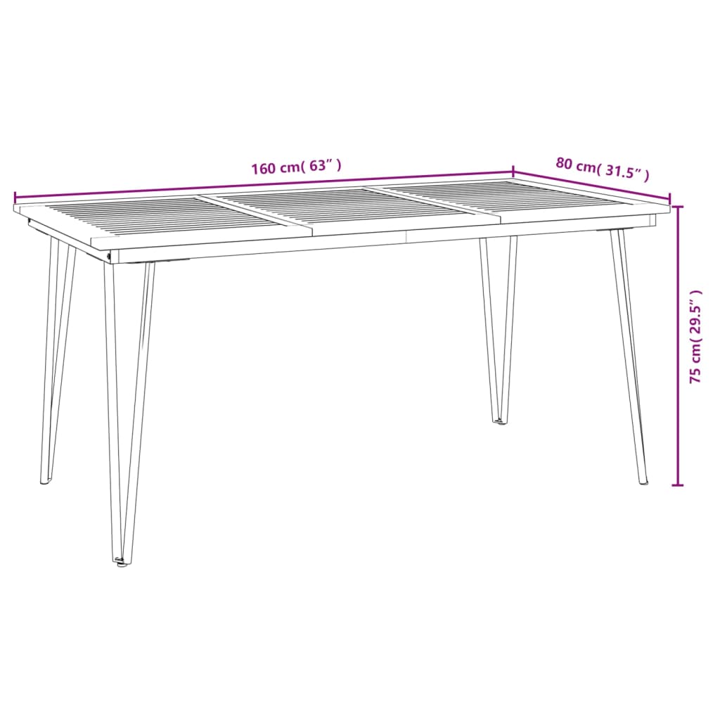 vidaXL Vrtna miza z nogami V oblike 160x80x75 cm trden akacijev les