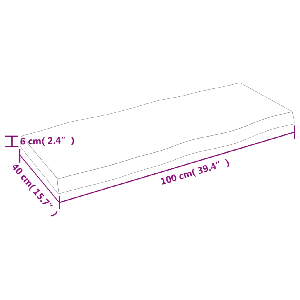 vidaXL Mizna plošča sv. rjava 100x40x(2-6)cm obdelana trdna hrastovina