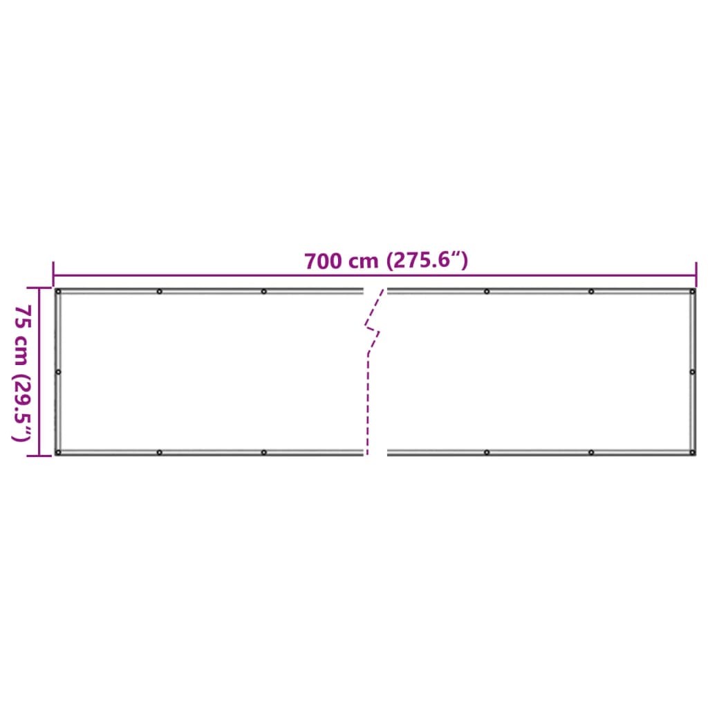 vidaXL Balkonsko platno za zasebnost sivo 700x75 cm PVC