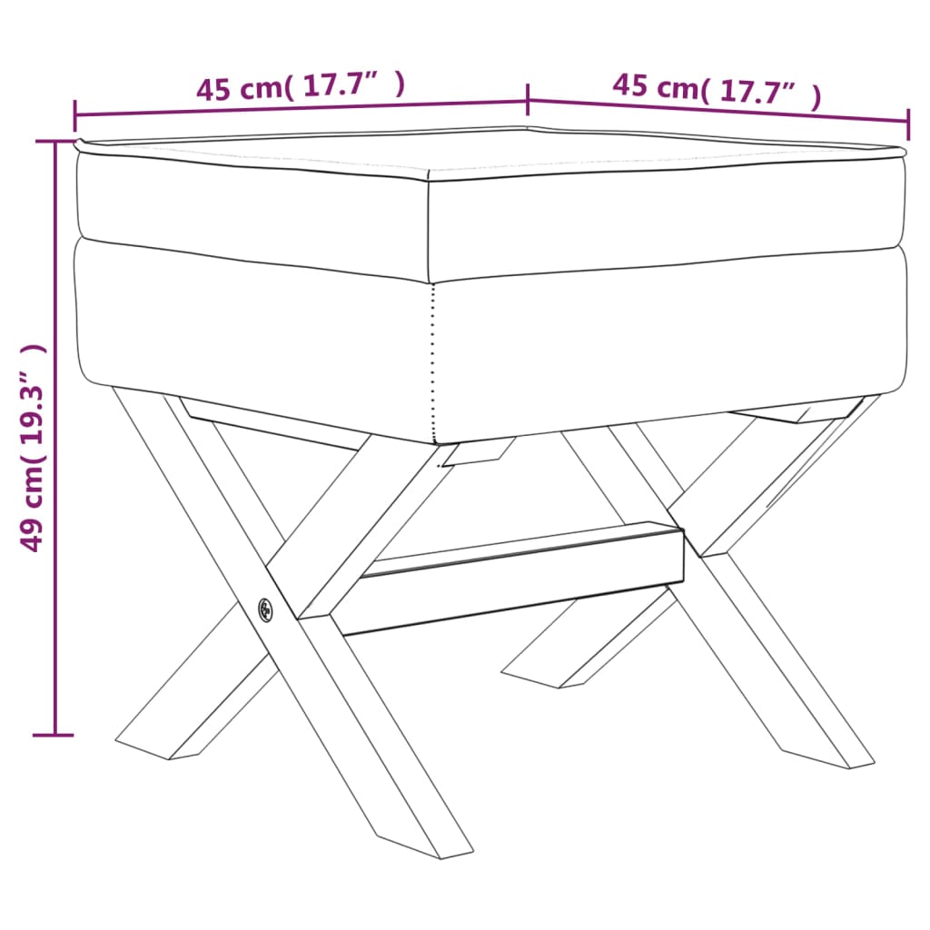 vidaXL Stolček s prostorom za shranjevanje moder 45x45x49 cm žamet