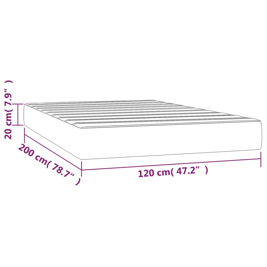 vidaXL Vzmetnica z žepkasto vzmetjo kapučino 120x200x20 cm um. usnje