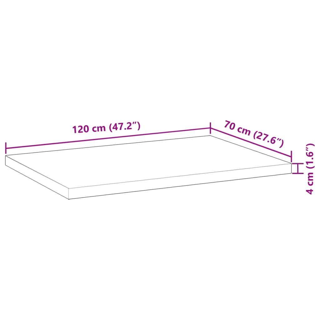 vidaXL Mizna plošča neobdelana 120x70x4 cm trden akacijev les