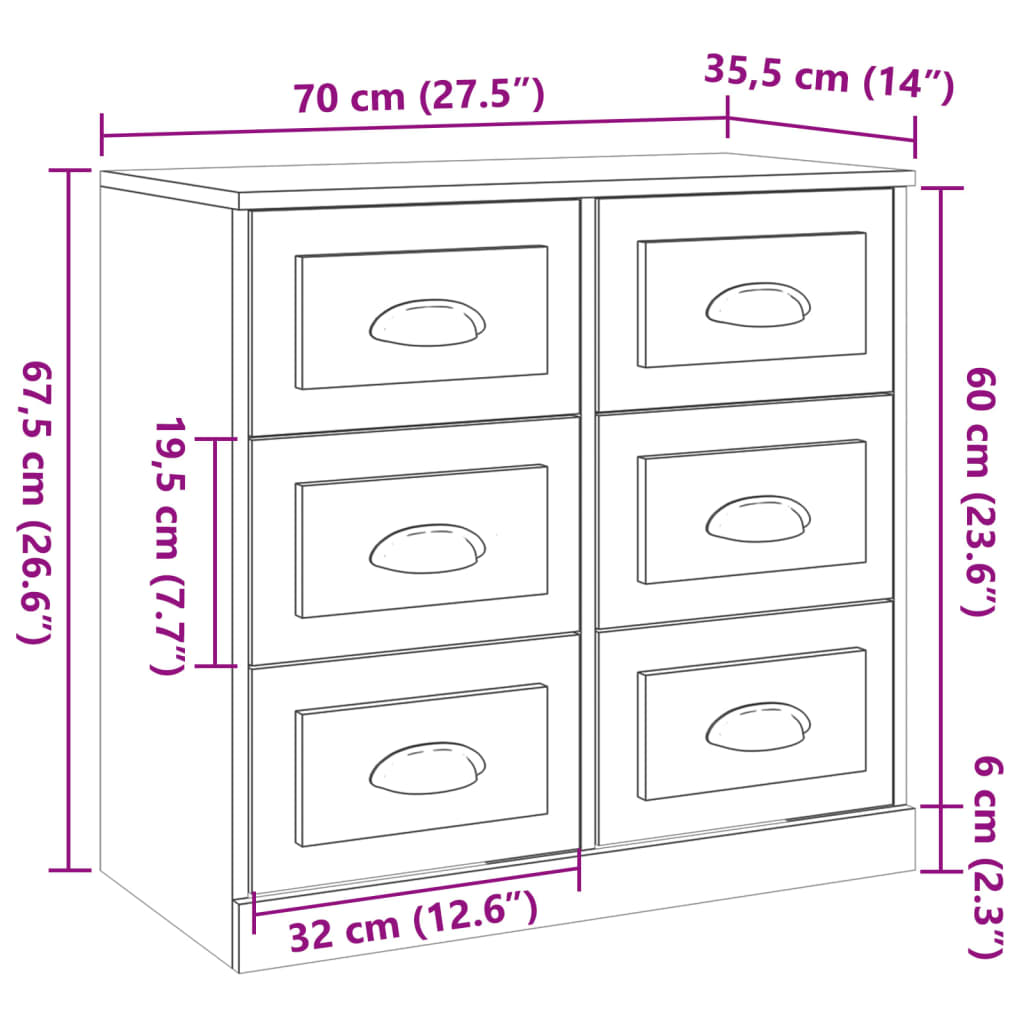 vidaXL Komoda dimljeni hrast 70x35,5x67,5 cm inženirski les