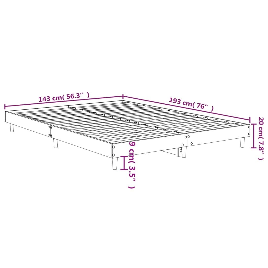 vidaXL Posteljni okvir bel 140x190 cm inženirski les