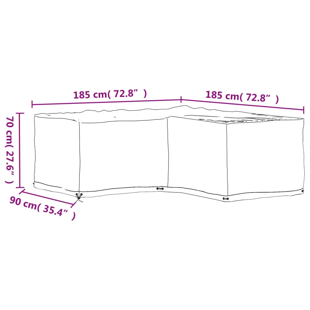 vidaXL Prevleka za pohištvo L oblike 2 kosa 12 obročkov 185x185x70 cm