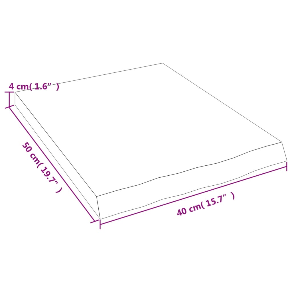 vidaXL Stenska polica 40x50x(2-4) cm neobdelana trdna hrastovina