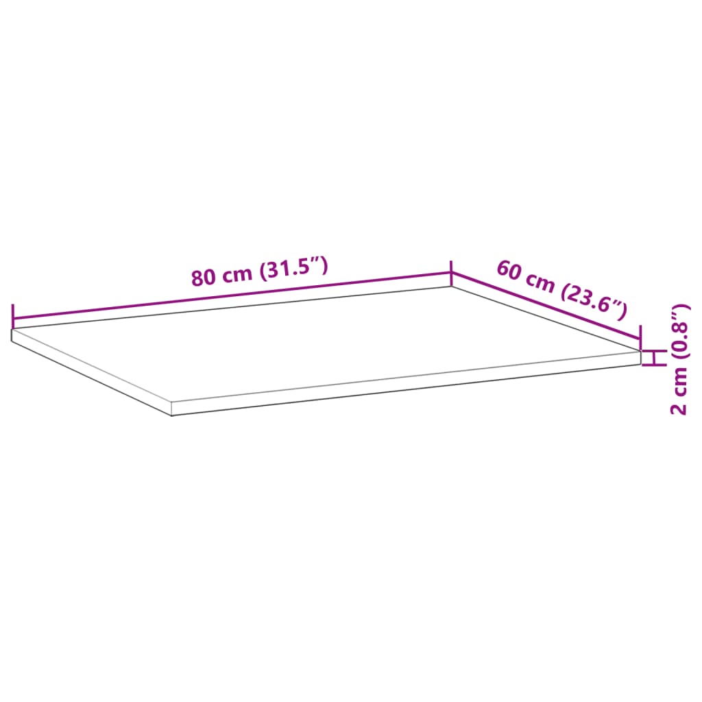 vidaXL Kopalniški pult neobdelan 80x60x2 cm trden akacijev les