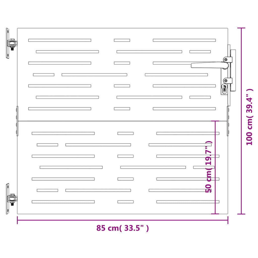 vidaXL Vrtna vrata 85x100 cm corten jeklo kvadraten dizajn