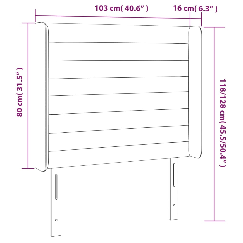 vidaXL Vzglavje z ušesi krem 103x16x118/128 cm blago