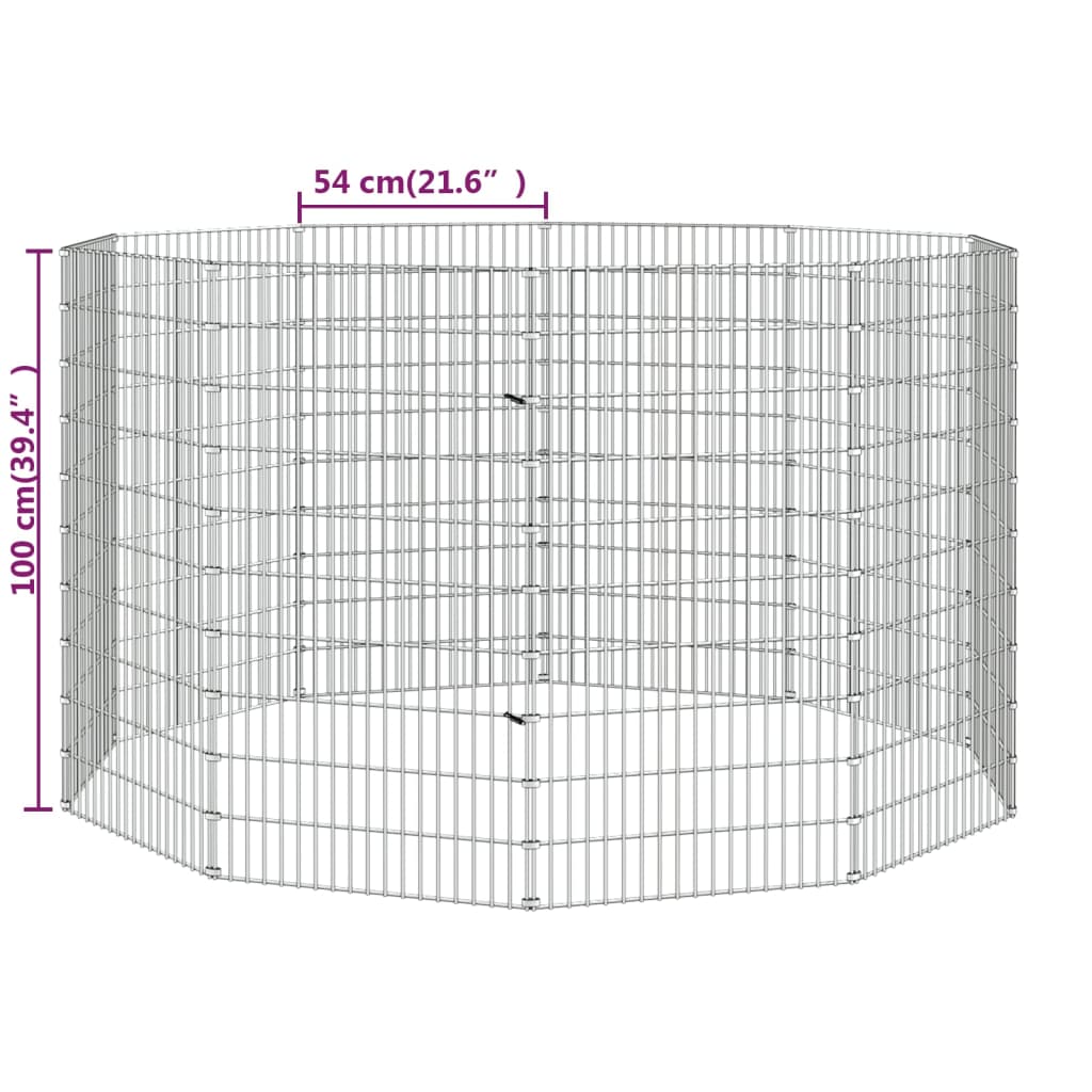 vidaXL Ograda za živali na prostem z 10 paneli 54x100 cm železo