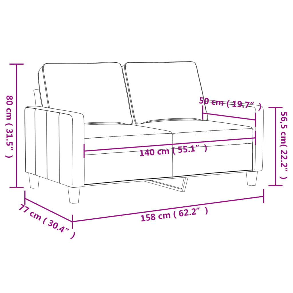 vidaXL Dvosed temno zelen 140 cm žamet