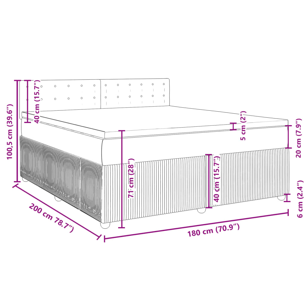 vidaXL Box spring postelja z vzmetnico modra 180x200 cm blago