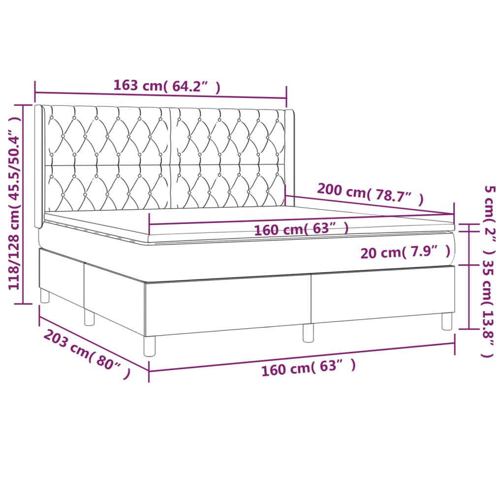 vidaXL Box spring postelja z vzmetnico modra 160x200 cm blago