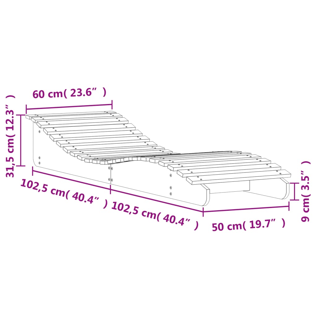 vidaXL Ležalnik 2 kosa 205x60x31,5 cm trdna borovina