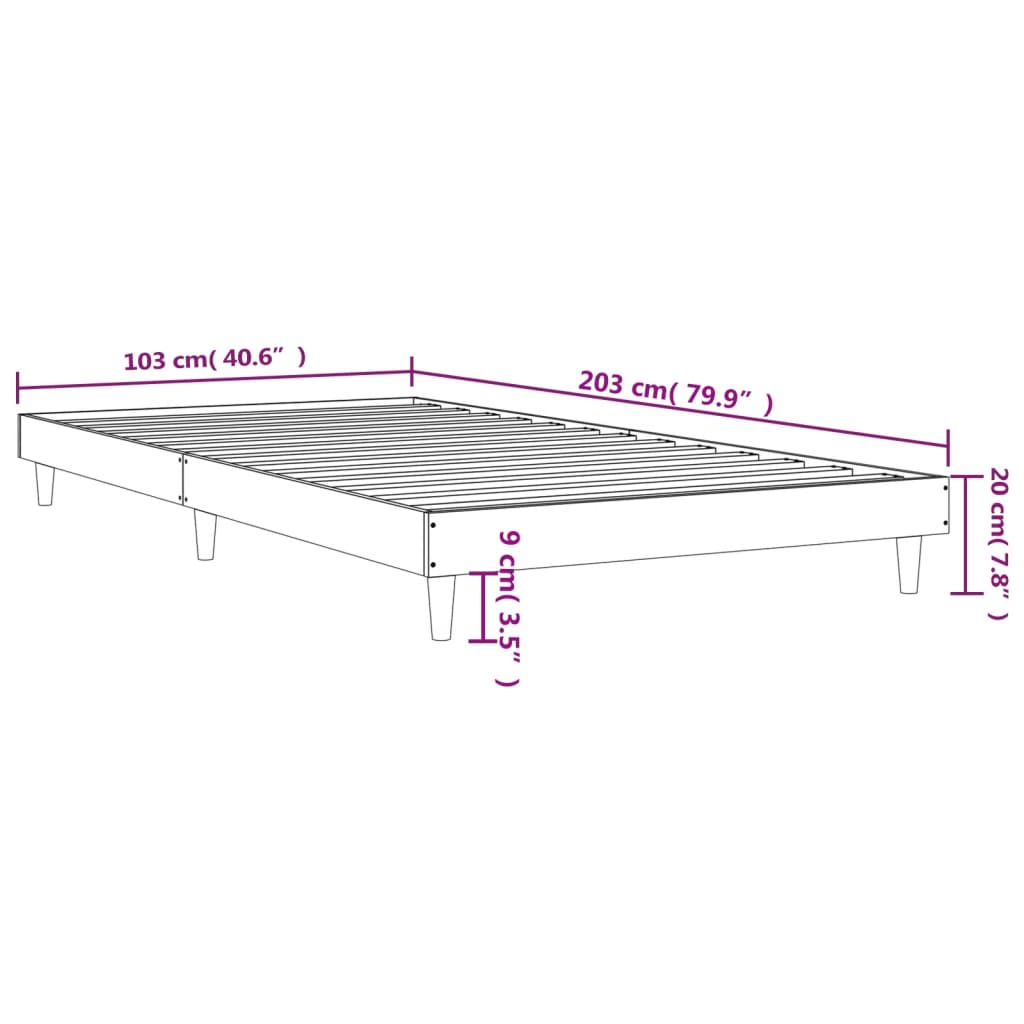 vidaXL Posteljni okvir brez vzmetnice hrast 100x200 cm inženirski les