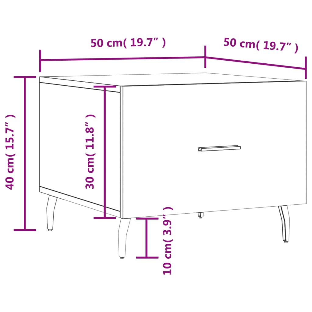 vidaXL Klubske mizice 2 kosa sonoma hrast 50x50x40 cm inženirski les