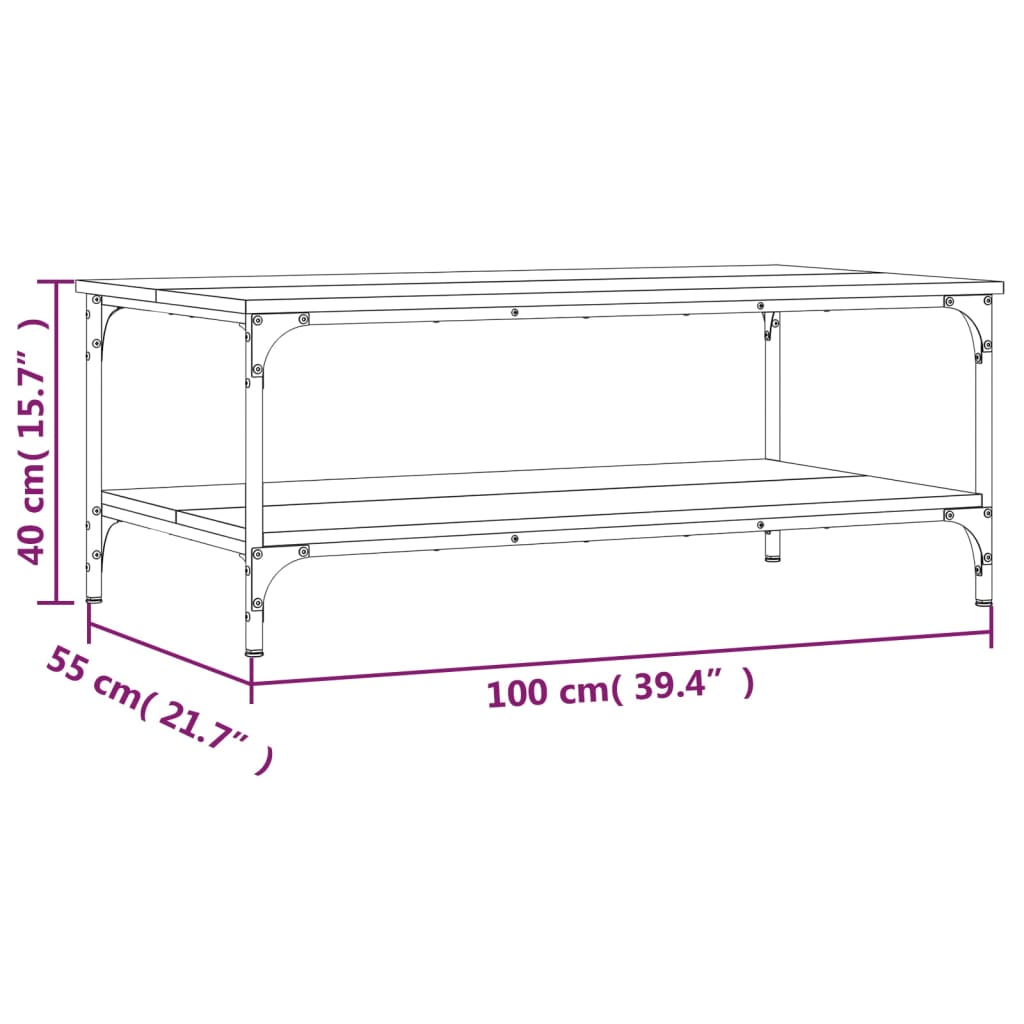 vidaXL Klubska mizica siva sonoma 100x55x40 cm inženirski les