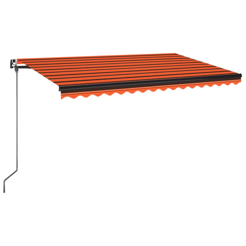 vidaXL Ročno zložljiva tenda z LED lučmi 450x350 cm oranžna in rjava