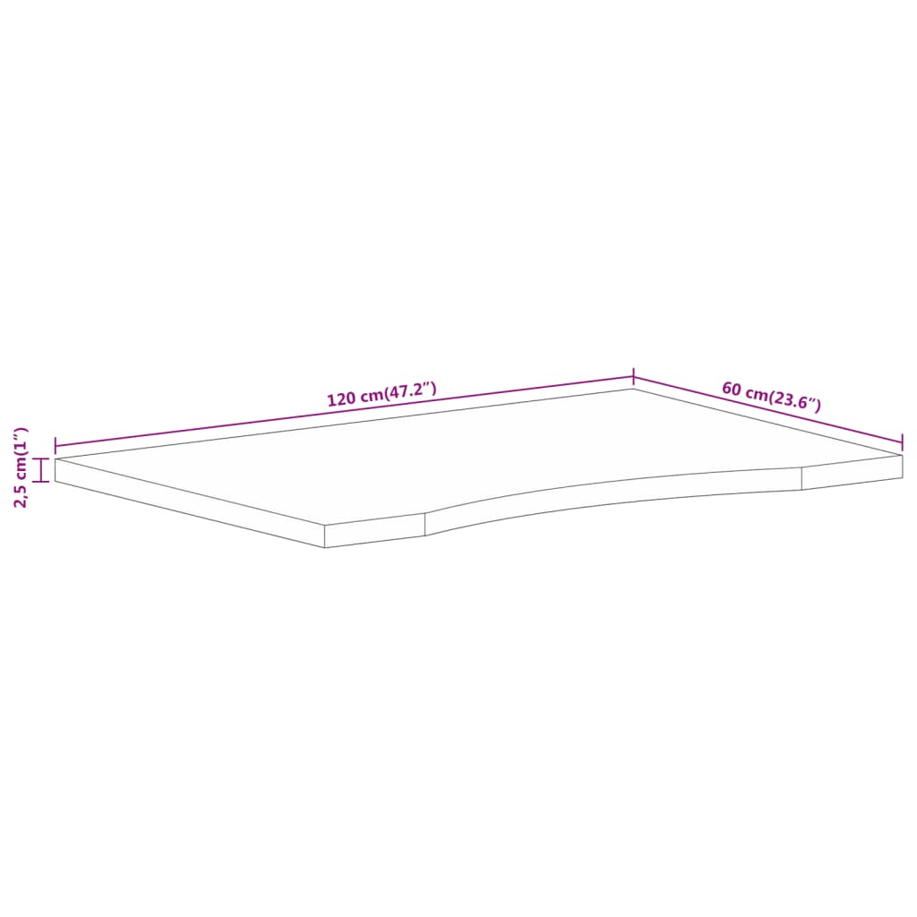 vidaXL Mizna plošča ukrivljena 120x60x2,5 cm trden mangov les