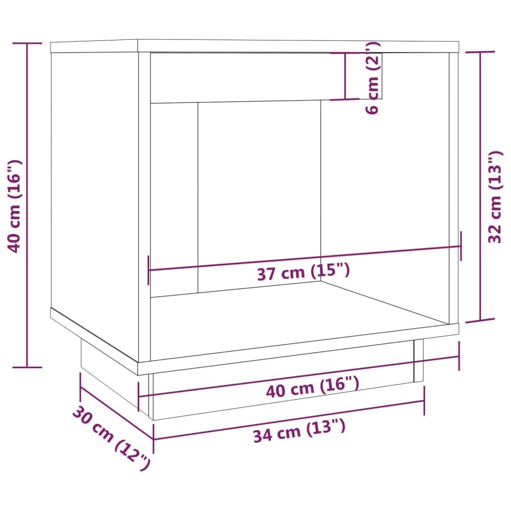 vidaXL Nočna omarica 2 kosa 40x30x40 cm trdna borovina