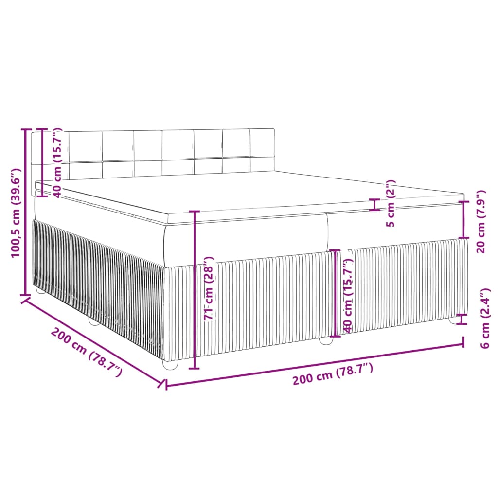 vidaXL Box spring postelja z vzmetnico roza 200x200 cm žamet