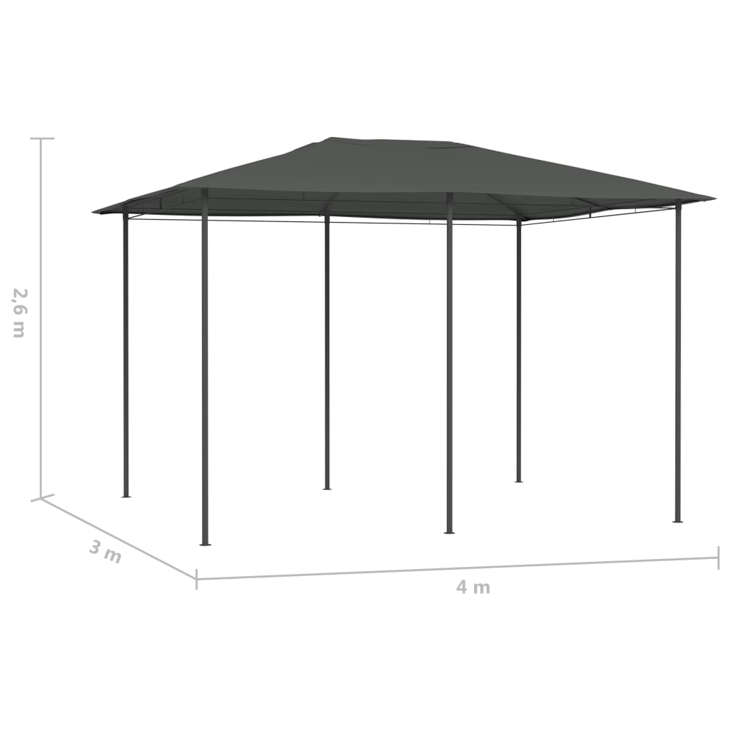 vidaXL Paviljon 3x4x2,6 m antraciten 160 g/m²