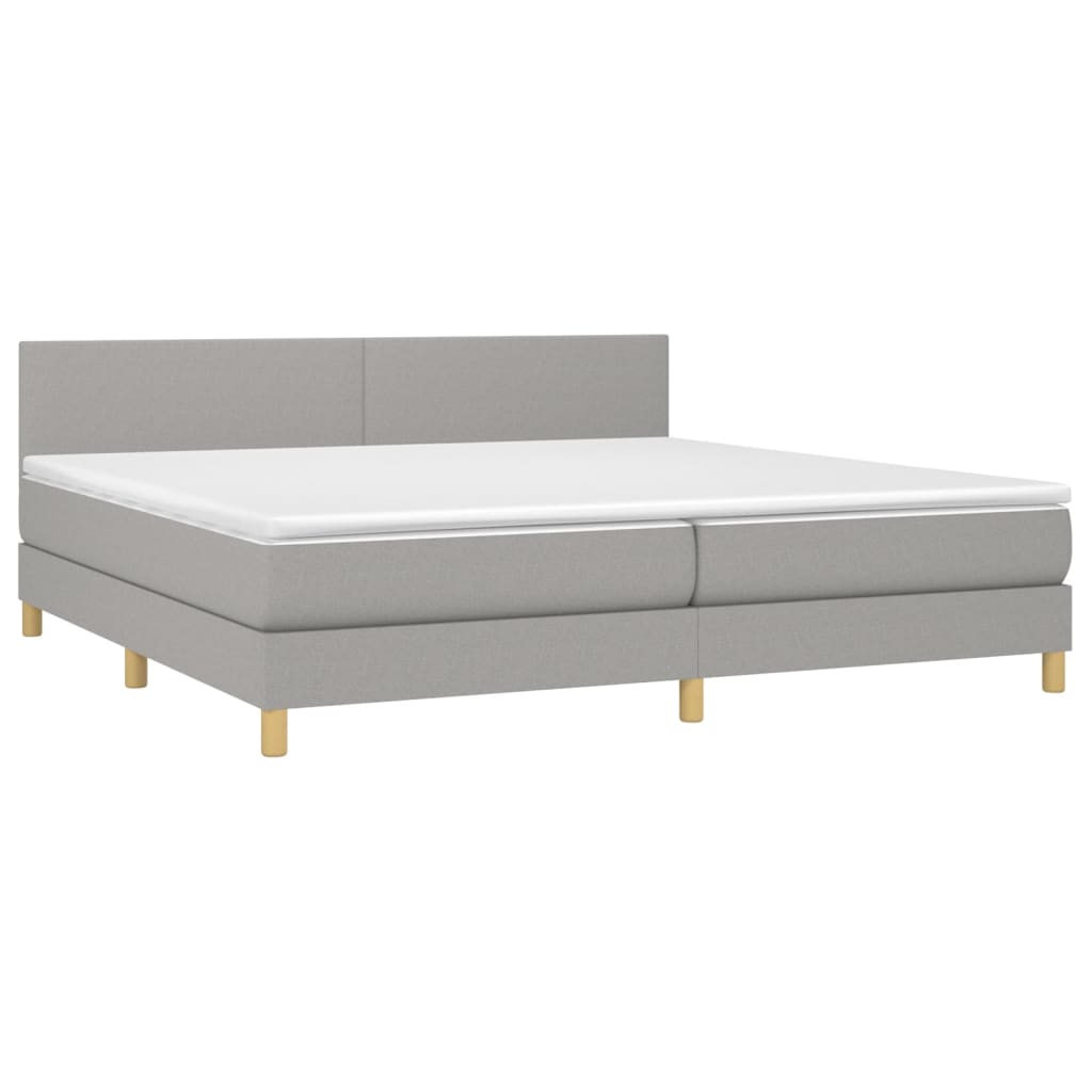 vidaXL Box spring postelja z vzmetnico svetlo siva 200x200 cm blago