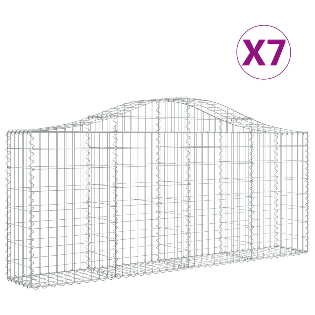 vidaXL Obokane gabion košare 7 kosov 200x30x80/100 cm cinkano železo