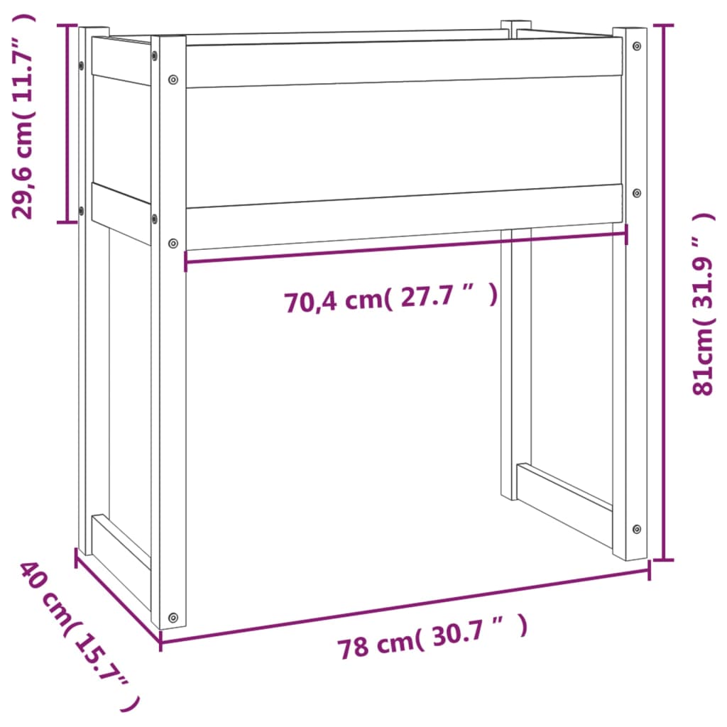 vidaXL Visoka greda medeno rjava 78x40x81 cm trdna borovina