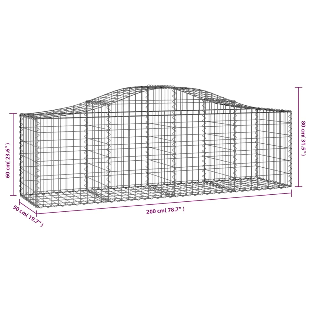 vidaXL Obokana gabionska košara 30 kosov 200x50x60/80cm cinkano železo