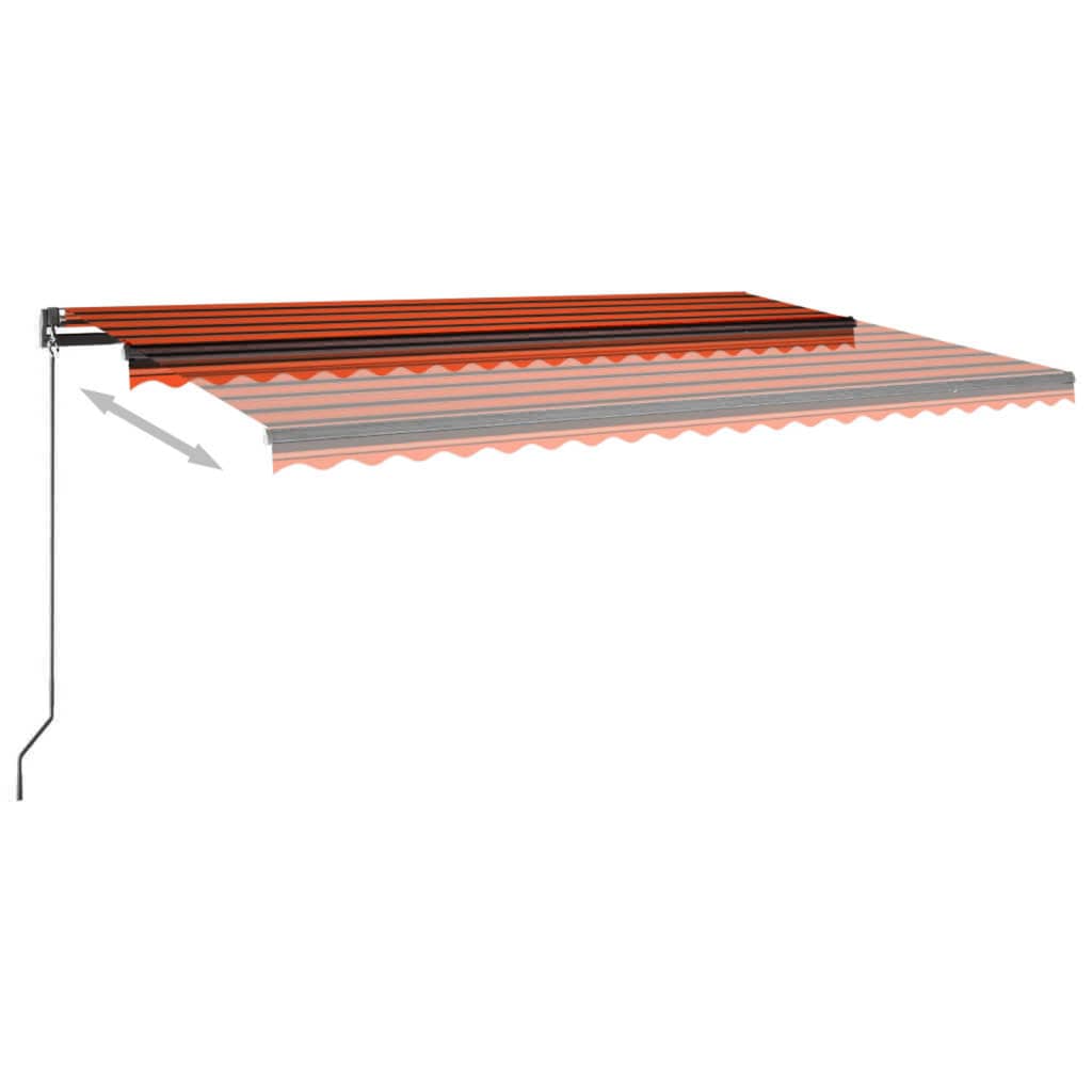 vidaXL Avtomatska tenda LED + senzor 500x300 cm oranžna/rjava