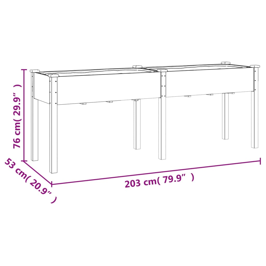 vidaXL Korito s podlogo 203x53x76 cm trden les jelke