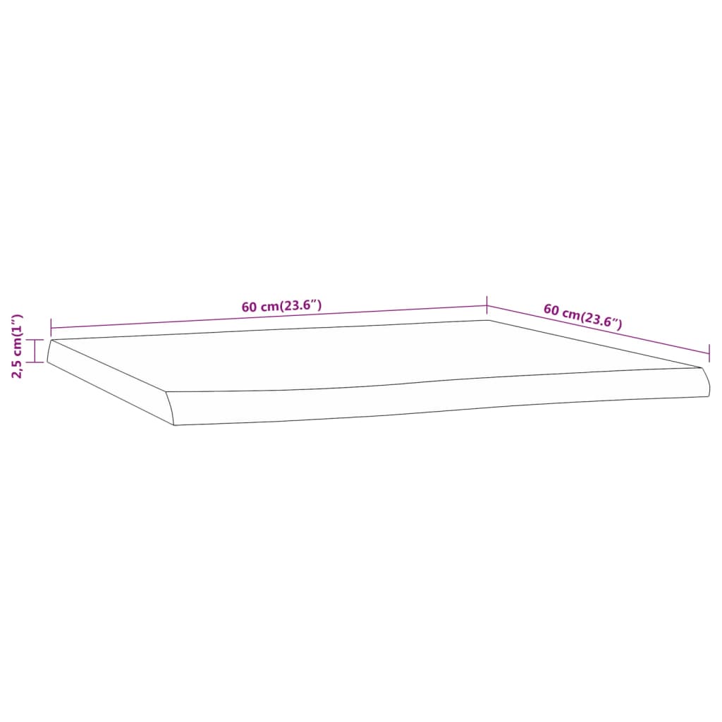 vidaXL Mizna plošča 60x60x2,5 cm kvadratna trdna akacija naravni rob