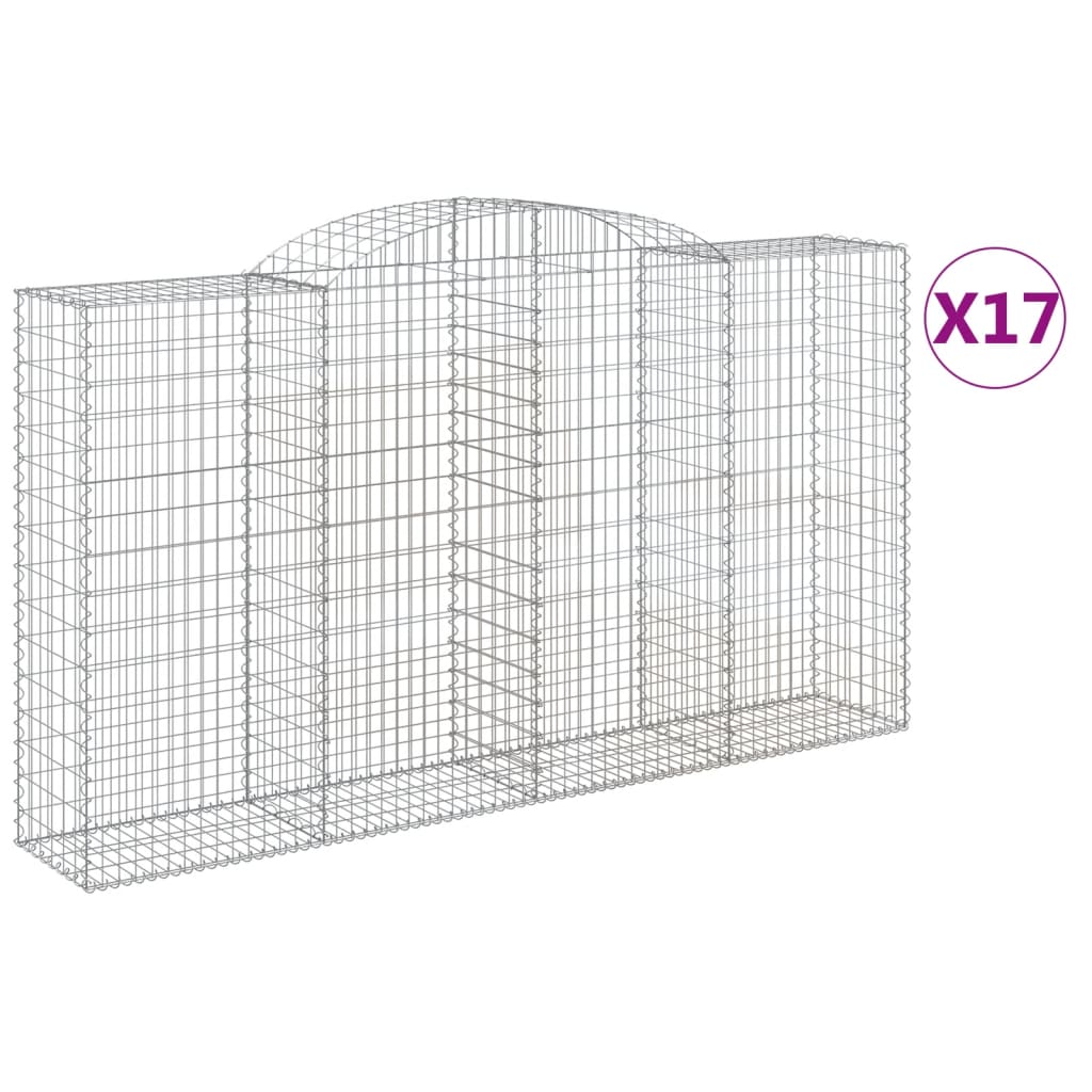 vidaXL Obokane gabion košare 17 kosi 300x50x160/180cm pocinkano železo