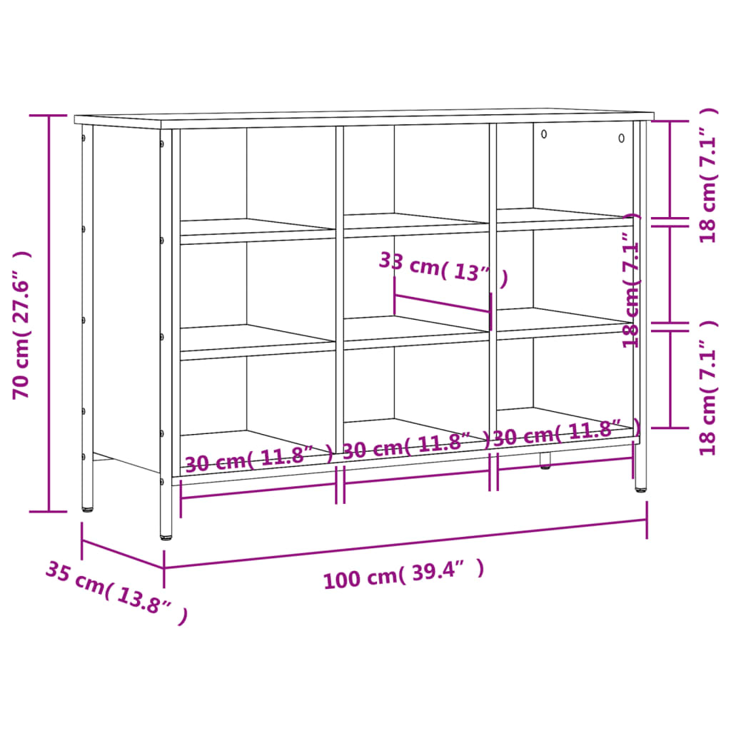 vidaXL Omarica za čevlje črna 100x35x70 cm inženirski les