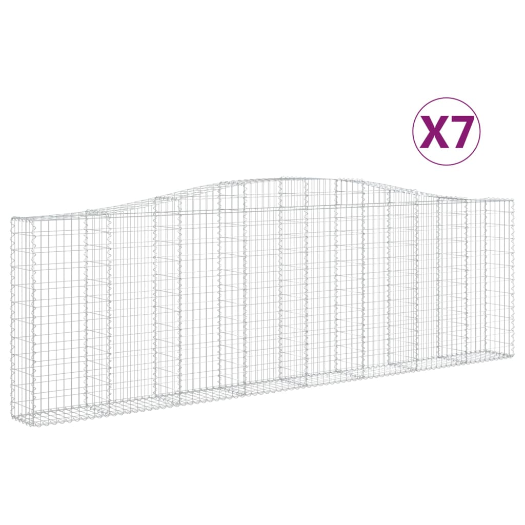 vidaXL Obokane gabion košare 7 kosov 400x30x120/140cm pocinkano železo